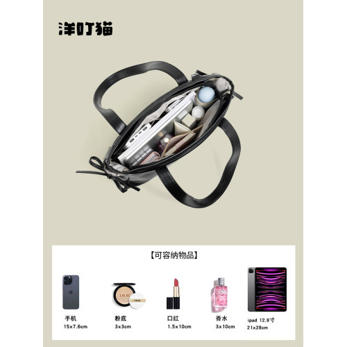 洋叮貓日系原創大食量吧唧絲帶痛包女士大容量百搭通勤單肩斜後後背包