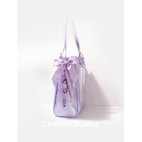 【微瑕特價不退換，介意慎拍】櫻桃兔CherryBunny 緞面 菸花紫