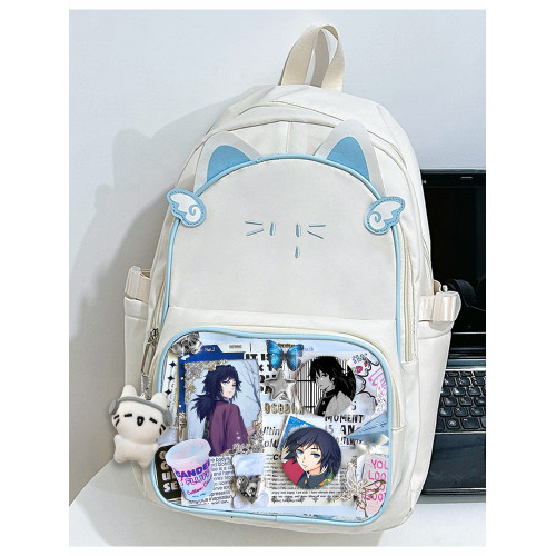 富岡義勇鬼滅之刃吧唧痛包大容量雙肩書包單肩包貓貓包學生少女心