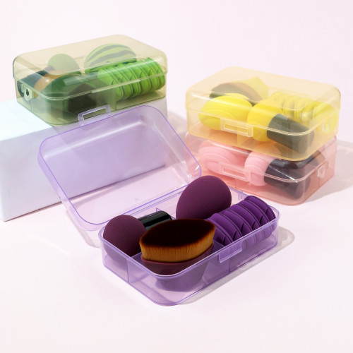 新款四件套粉底刷不吃粉無痕可攜式化妝刷美妝蛋蘑菇頭粉撲盒子套裝