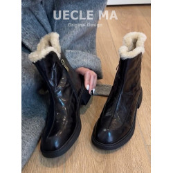 真皮~厚底雪地靴女2025新款冬季瘦瘦靴保暖棉鞋毛毛鞋小個子短靴