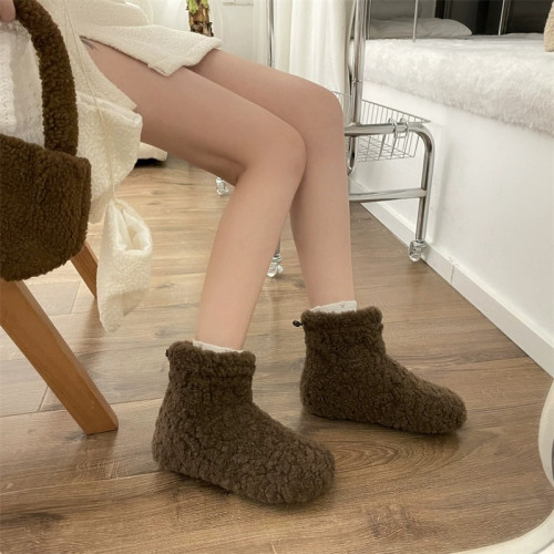 韓國加絨加厚雪地靴女2026年冬保暖羊羔毛棉靴防滑平底短筒毛毛靴