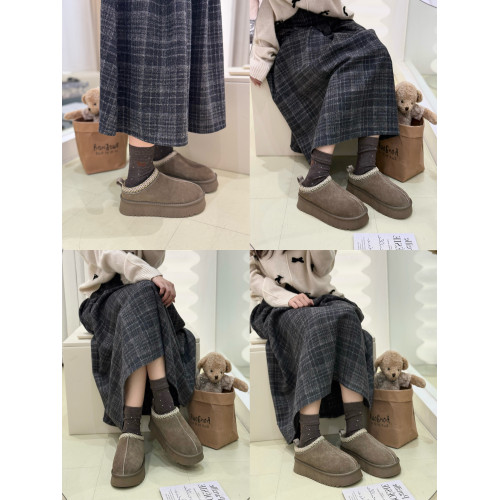 真皮版～民族風塔茨雪地靴女款厚底2026冬季保暖棉鞋增高懶人半拖