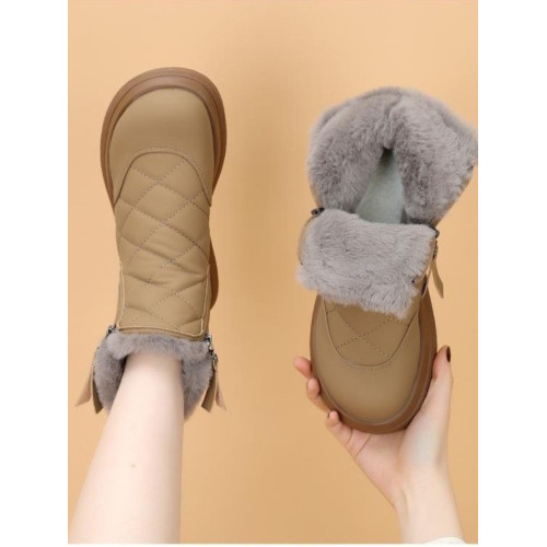 品牌特價真皮保暖雪地靴女2025年新款冬季加絨加厚防滑棉鞋短靴子