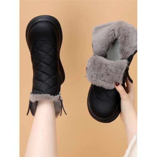 品牌特價真皮保暖雪地靴女2025年新款冬季加絨加厚防滑棉鞋短靴子