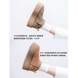 松糕厚底雪地靴女款冬季2025新款加絨加厚增高5cm河南桑坡村棉鞋