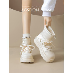 奧古獅登防水雪地靴女2025冬季新款加絨靴子女款防滑厚底保暖棉鞋