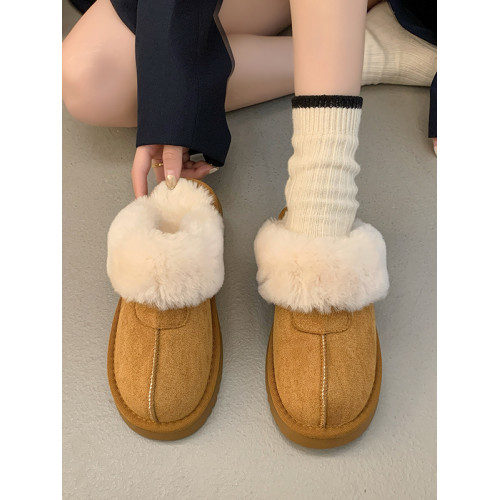 2025千頌伊同款皮毛一體女包頭拖  毛拖鞋平底加厚毛毛拖保暖外穿