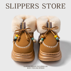 高幫雪地靴女2026秋冬季新款小衆時尚復古百搭舒適蝴蝶結雪地棉鞋