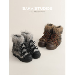 【saka】小個子千禧風厚底毛茸茸雪地靴女2026年冬季新款東北棉靴
