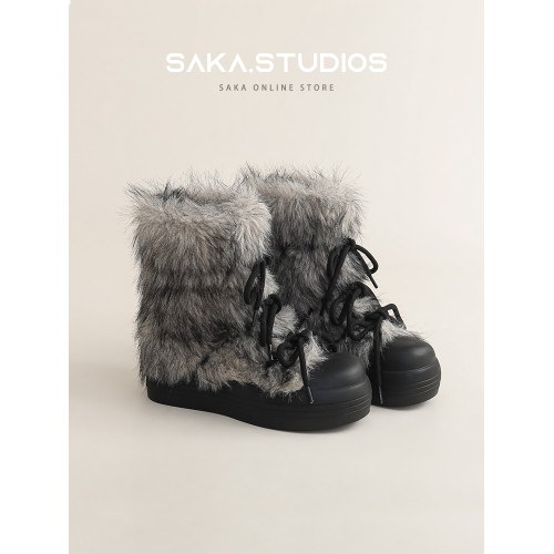 【saka】小個子千禧風厚底毛茸茸雪地靴女2026年冬季新款東北棉靴