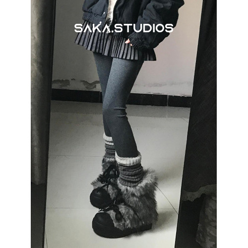 【saka】小個子千禧風厚底毛茸茸雪地靴女2026年冬季新款東北棉靴