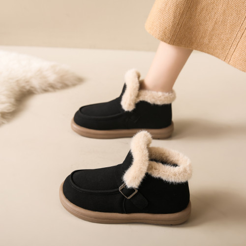 雪地靴韓版女款冬季2025新款加絨加厚棉靴保暖毛毛厚底麵包鞋