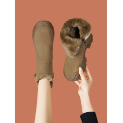 雪地靴女款冬季加絨女鞋真羊皮毛一體加厚東北大棉鞋子防滑短靴子