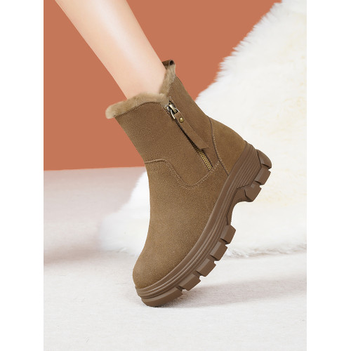 雪地靴女款冬季加絨女鞋真羊皮毛一體加厚東北大棉鞋子防滑短靴子