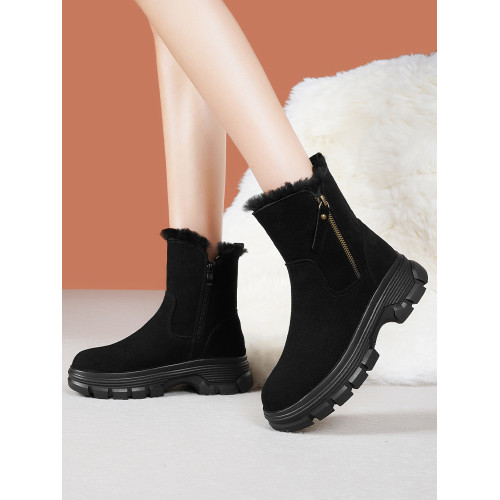 雪地靴女款冬季加絨女鞋真羊皮毛一體加厚東北大棉鞋子防滑短靴子