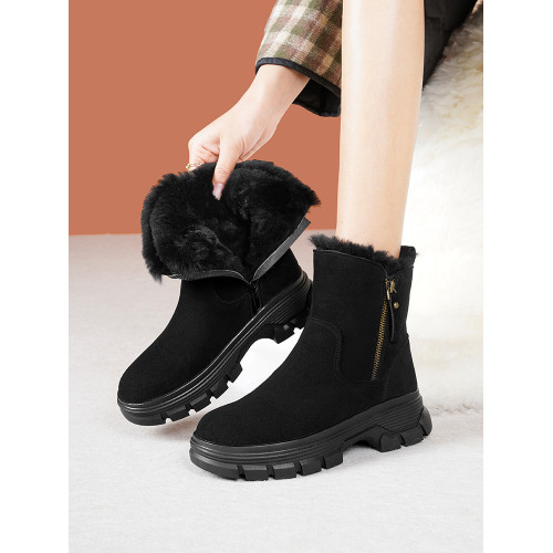 雪地靴女款冬季加絨女鞋真羊皮毛一體加厚東北大棉鞋子防滑短靴子