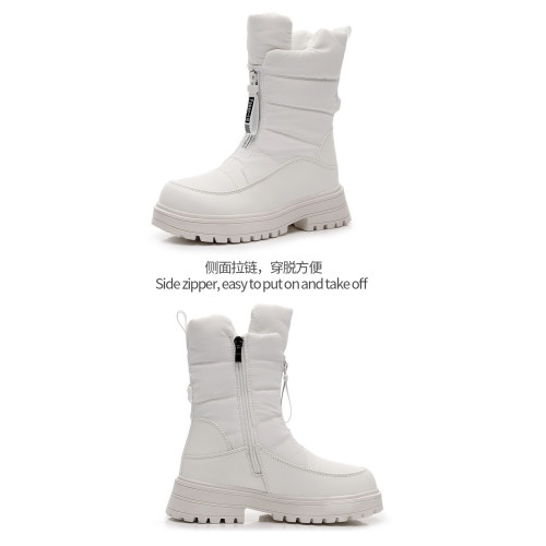 白色東北雪地靴女2025新款加絨加厚短靴防水防滑極寒保暖高筒棉靴