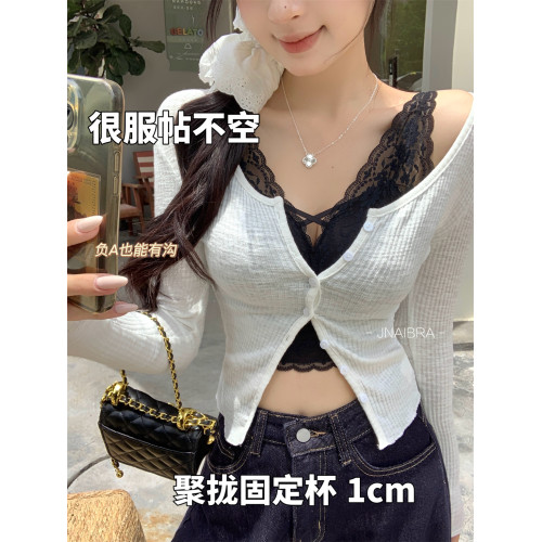 超聚攏!龍心蕾絲內搭曡穿神器!遮副乳美背打底背心春夏純欲氛圍感