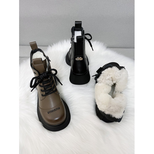 真皮時尚雪地靴女厚底冬季新款純羊毛短靴加厚皮毛一體防滑棉靴潮