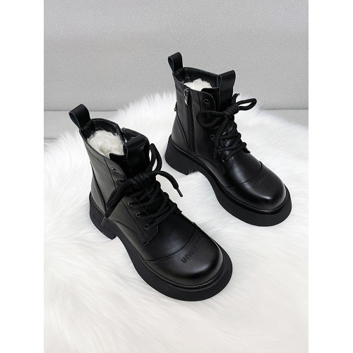 真皮時尚雪地靴女厚底冬季新款純羊毛短靴加厚皮毛一體防滑棉靴潮