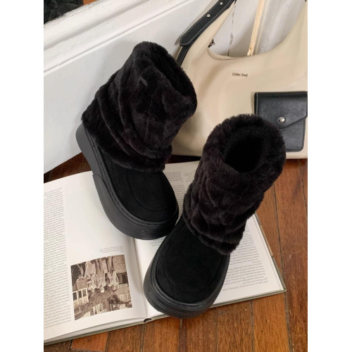 細細條保暖厚底毛毛雪地靴女百搭戶外穿冬季高級感時尚東北棉鞋