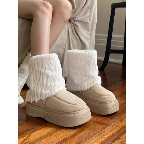 細細條保暖厚底毛毛雪地靴女百搭戶外穿冬季高級感時尚東北棉鞋