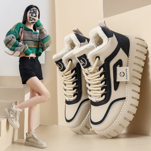 2025新款冬季棉鞋女百搭加絨休閒鞋子高幫女鞋保暖雪地靴防滑短靴