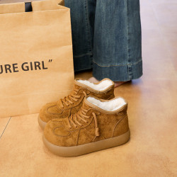 雪地鞋女款新款百搭加絨加厚防寒大頭短靴輕便防滑冬季保暖雪地靴