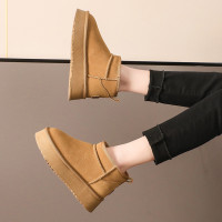 松糕厚底雪地靴女2025年新款防水防寒內增高棉鞋冬保暖加絨麵包鞋