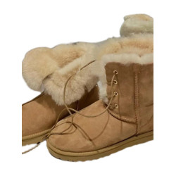 洋氣雪地靴女2025冬季新款平底厚底短筒靴加絨加厚東北系帶棉鞋