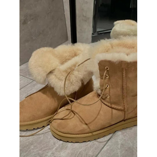 洋氣雪地靴女2025冬季新款平底厚底短筒靴加絨加厚東北系帶棉鞋