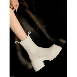 馬丁靴女短靴真皮厚底切爾西騎士高跟小個子春秋靴子中筒靴菸筒靴