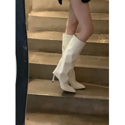 時髦精！騎士靴長筒靴尖頭褲琯靴細跟高筒不過膝高跟長筒靴女秋冬