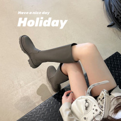 行走在人間的種草機~[大叔家]不過膝長靴厚底顯瘦高筒騎士靴女