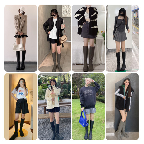 行走在人間的種草機~[大叔家]不過膝長靴厚底顯瘦高筒騎士靴女