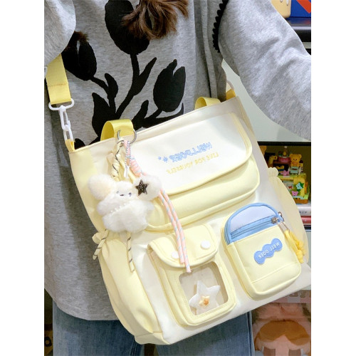 學生斜後後背包高顔值書包女孩手提提包補習補課袋小學生紫色小挎包女