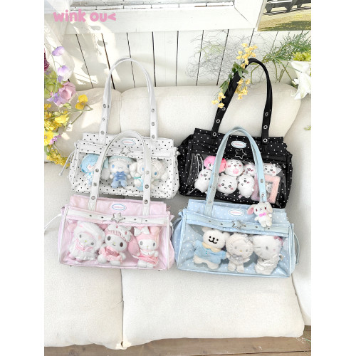 winkouv日常韓系追星演唱會暗格痛包藏燈牌大容量粉色娃包藍色