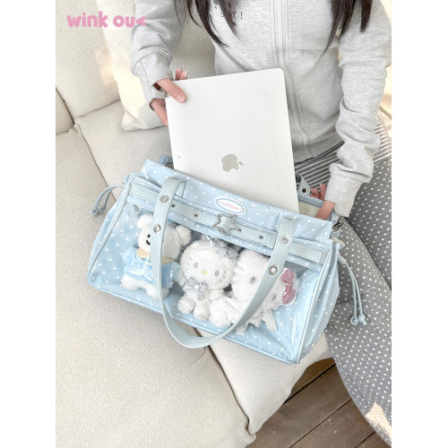 winkouv日常韓系追星演唱會暗格痛包藏燈牌大容量粉色娃包藍色