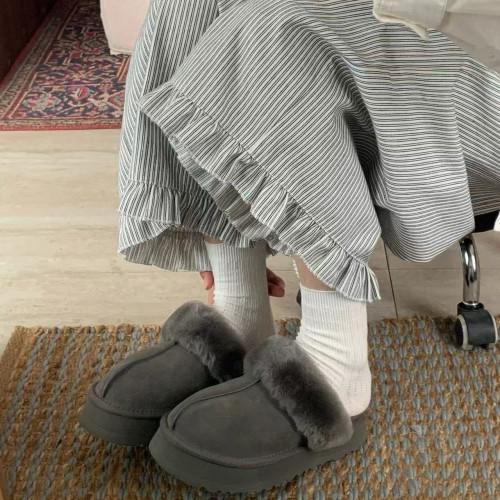 羊毛拖鞋女外穿2025新款冬季皮毛一體厚底包頭毛毛拖鞋加絨雪地靴