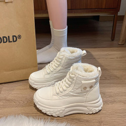 真皮加絨雪地靴女冬2025新款防水防滑東北大棉鞋抗寒保暖加厚棉靴