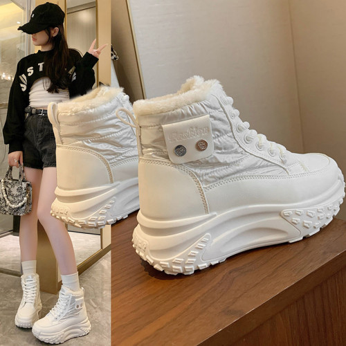 真皮加絨雪地靴女冬2025新款防水防滑東北大棉鞋抗寒保暖加厚棉靴