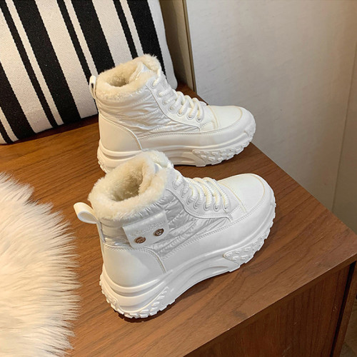 真皮加絨雪地靴女冬2025新款防水防滑東北大棉鞋抗寒保暖加厚棉靴