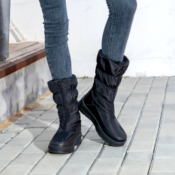 2025冬季新款潮流時尚高筒防滑防水加絨保暖輕便拉鍊雪地靴女棉鞋