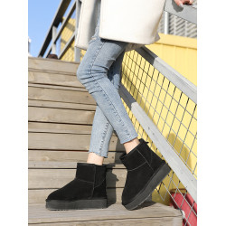 松糕厚底雪地靴女短靴2024洋氣短款內增高棉鞋冬保暖特厚加絨靴子