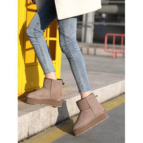 松糕厚底雪地靴女短靴2024洋氣短款內增高棉鞋冬保暖特厚加絨靴子