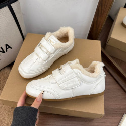 時尚百搭毛毛阿甘德訓鞋女2025新冬季保暖加絨加厚軟底不累腳棉鞋