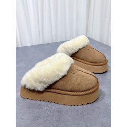 厚底雪地靴拖鞋女2026秋冬新款松糕底包頭增高毛毛拖加厚加絨外穿