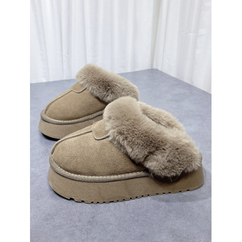 厚底雪地靴拖鞋女2026秋冬新款松糕底包頭增高毛毛拖加厚加絨外穿