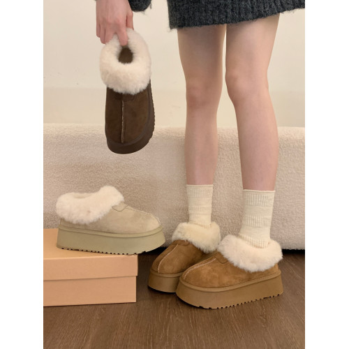 厚底勃肯鞋加絨雪地靴女款2026新款冬季超厚東北皮毛一體防滑棉鞋